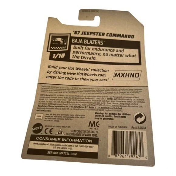 Hot Wheel's '67 Jeepster Commando Baja Blazers Bright Blue with Dirt Bike New - Picture 3 of 3